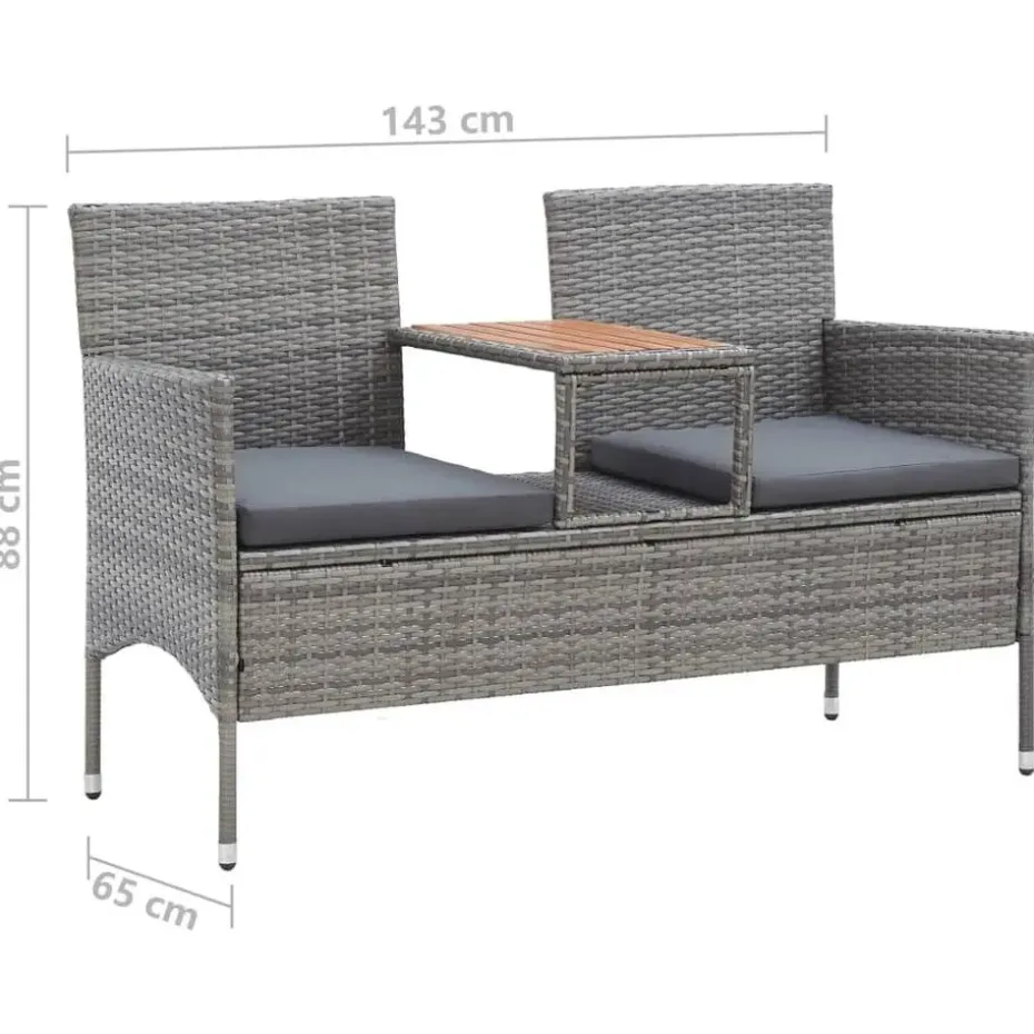 vidaXL - Tuinbankje - Grijs - Poly rattan