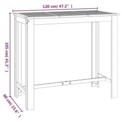 vidaXL - Tuinbartafel - Bruin - Massief acaciahout - 120 x 60 x 105 cm