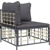 vidaXL - Tuinhoekbank - Antraciet - Poly rattan - Met kussens