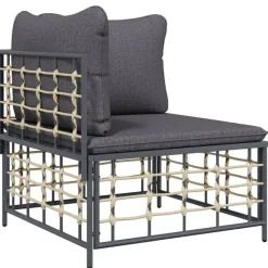 vidaXL - Tuinhoekbank - Antraciet - Poly rattan - Met kussens