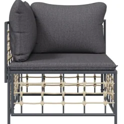 vidaXL - Tuinhoekbank - Antraciet - Poly rattan - Met kussens