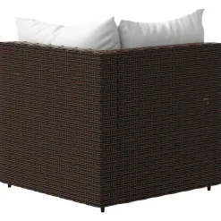 vidaXL - Tuinhoekbank - Bruin - Poly rattan - Met kussens