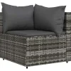 vidaXL - Tuinhoekbank - Grijs - Poly rattan - Met kussens