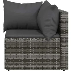 vidaXL - Tuinhoekbank - Grijs - Poly rattan - Met kussens