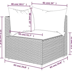 vidaXL - Tuinhoekbank - Grijs - Poly rattan - Met kussens