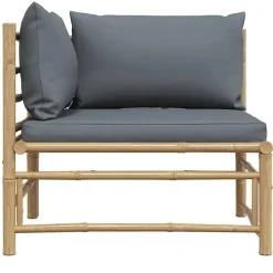 vidaXL - Tuinhoekbank - Grijs - Bamboe - Met kussens