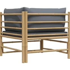 vidaXL - Tuinhoekbank - Grijs - Bamboe - Met kussens