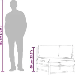 vidaXL - Tuinhoekbank - Grijs - Bamboe - Met kussens
