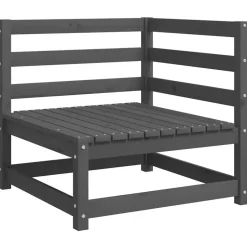 vidaXL - Tuinhoekbank - Grijs - Grenenhout - Met antracietkleurige kussens