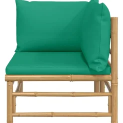 vidaXL - Tuinhoekbank - Groen - Bamboe - Met kussens