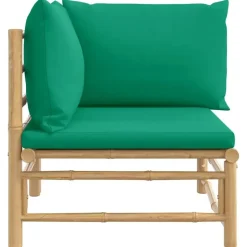 vidaXL - Tuinhoekbank - Groen - Bamboe - Met kussens