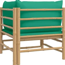 vidaXL - Tuinhoekbank - Groen - Bamboe - Met kussens