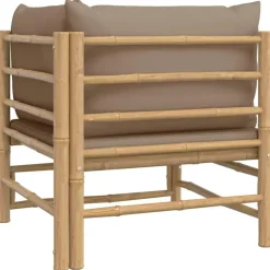 vidaXL - Tuinhoekbank - Taupe - Bamboe - Met kussens