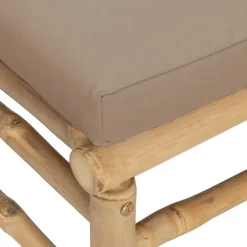 vidaXL - Tuinhoekbank - Taupe - Bamboe - Met kussens