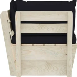 vidaXL - Tuinhoekbank - Zwart - Hout - Met kussens pallet