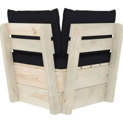 vidaXL - Tuinhoekbank - Zwart - Hout - Met kussens pallet