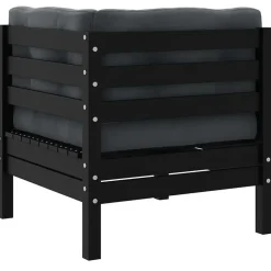 vidaXL - Tuinhoekbank - Zwart - Grenenhout - Met kussens
