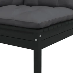 vidaXL - Tuinhoekbank - Zwart - Grenenhout - Met kussens