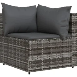 vidaXL - Tuinhoekbanken - Grijs - Poly rattan - 2 stuks - Met kussens