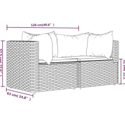 vidaXL - Tuinhoekbanken - Grijs - Poly rattan - 2 stuks - Met kussens