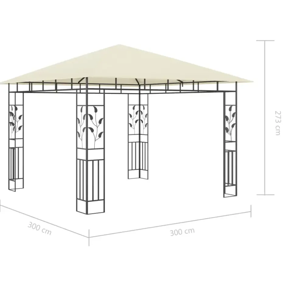 vidaXL - Tuinhuisje - Crème - Stof - 3 x 3 x 2.73 m