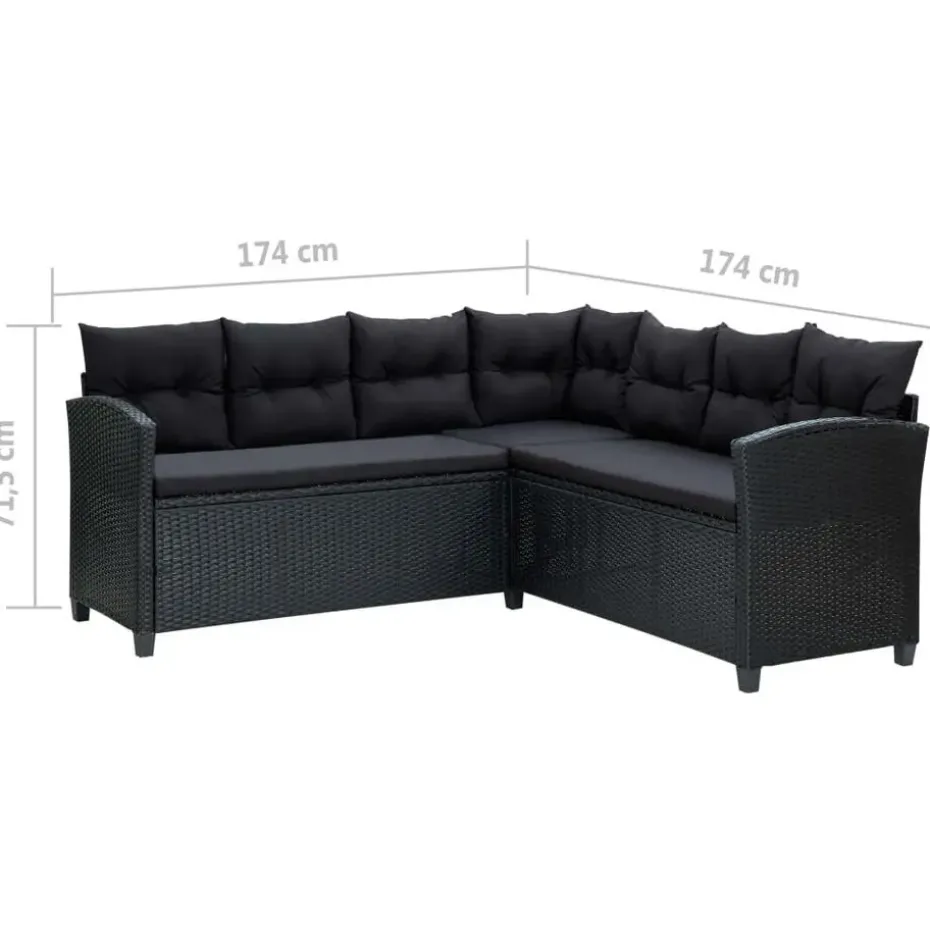 vidaXL - Tuinloungeset - Zwart - Poly rattan - 6 stuks - Met kussens