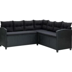 vidaXL - Tuinloungeset - Zwart - Poly rattan - 6 stuks - Met kussens