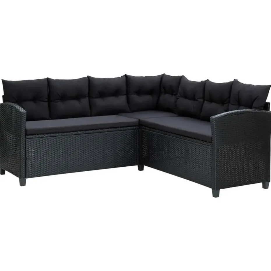 vidaXL - Tuinloungeset - Zwart - Poly rattan - 6 stuks - Met kussens