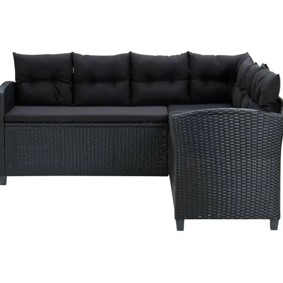 vidaXL - Tuinloungeset - Zwart - Poly rattan - 6 stuks - Met kussens