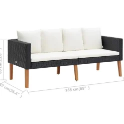 vidaXL - Tuinloungeset - Zwart - Poly rattan - 5 stuks - Met kussens