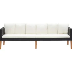 vidaXL - Tuinloungeset - Zwart - Poly rattan - 5 stuks - Met kussens