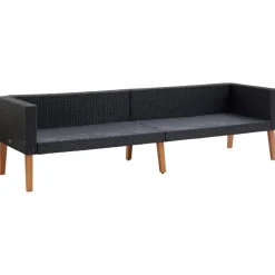 vidaXL - Tuinloungeset - Zwart - Poly rattan - 5 stuks - Met kussens
