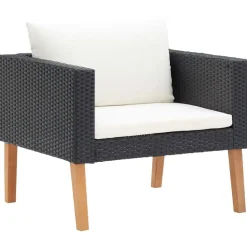 vidaXL - Tuinloungeset - Zwart - Poly rattan - 5 stuks - Met kussens