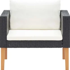 vidaXL - Tuinloungeset - Zwart - Poly rattan - 5 stuks - Met kussens