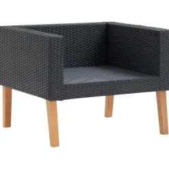 vidaXL - Tuinloungeset - Zwart - Poly rattan - 5 stuks - Met kussens