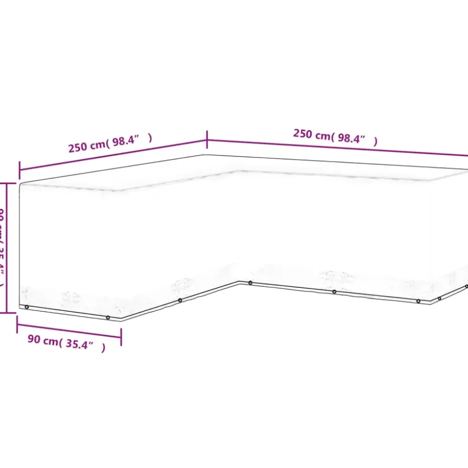 vidaXL - Tuinmeubel Hoes - Zwart - Polyetheen - 250 x 250 x 90 cm