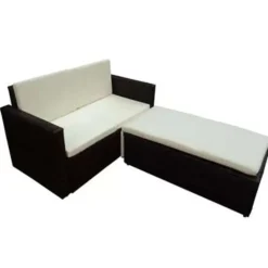 vidaXL - Tuinmeubelset - Bruin - Poly rattan