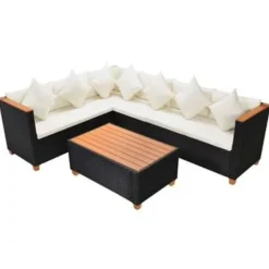 vidaXL - Tuinmeubilair - Zwart - Poly rattan