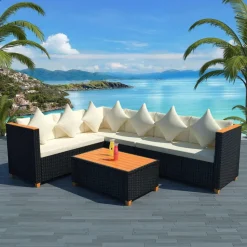 vidaXL - Tuinmeubilair - Zwart - Poly rattan