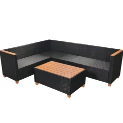 vidaXL - Tuinmeubilair - Zwart - Poly rattan