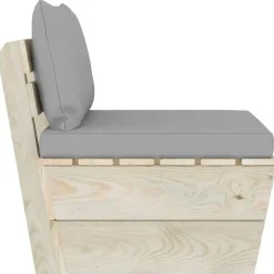 vidaXL - Tuinmiddenbank - Grijs - Geïmpregneerd vurenhout - Met kussens pallet