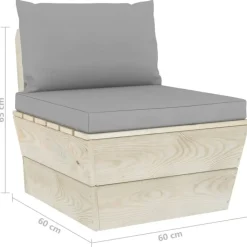 vidaXL - Tuinmiddenbank - Grijs - Geïmpregneerd vurenhout - Met kussens pallet