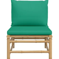 vidaXL - Tuinmiddenbank - Groen - Bamboe - Met kussens