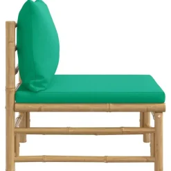 vidaXL - Tuinmiddenbank - Groen - Bamboe - Met kussens