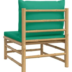 vidaXL - Tuinmiddenbank - Groen - Bamboe - Met kussens