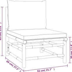 vidaXL - Tuinmiddenbank - Groen - Bamboe - Met kussens