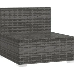 vidaXL - Tuinmiddenbank - Grijs - Poly rattan - Met kussens