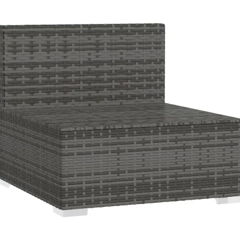 vidaXL - Tuinmiddenbank - Grijs - Poly rattan - Met kussens