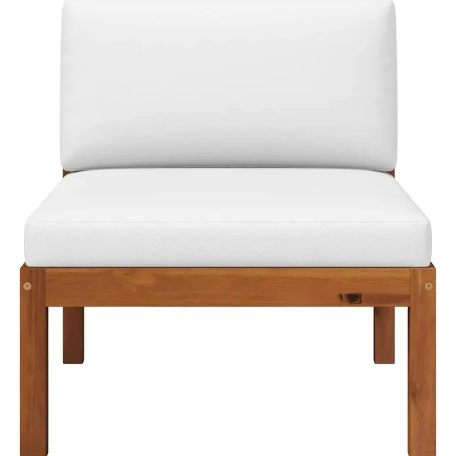 vidaXL - Tuinmiddenbank - Wit - Acaciahout - Met kussens