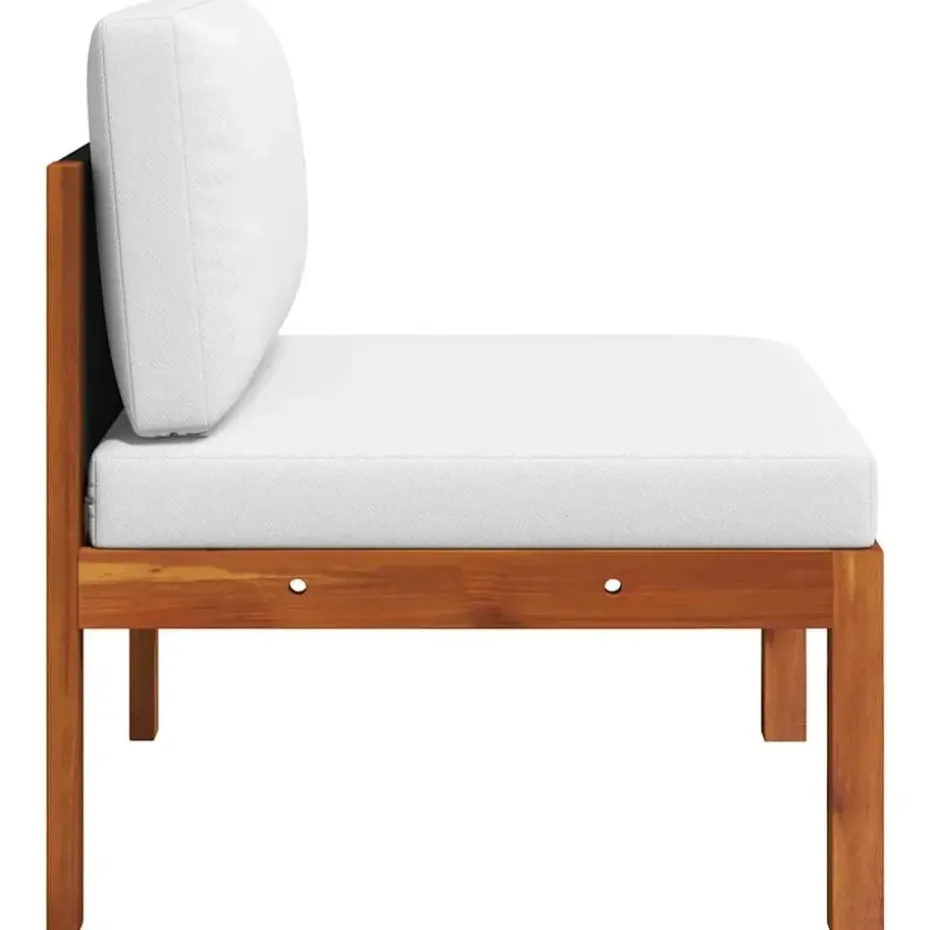 vidaXL - Tuinmiddenbank - Wit - Acaciahout - Met kussens